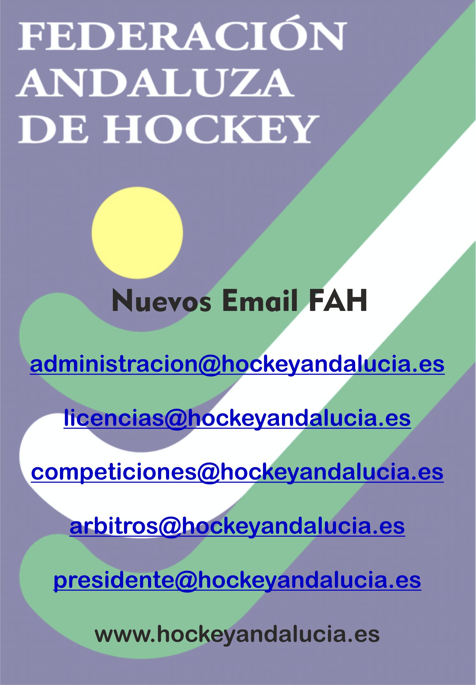 Nuevos correos electrónicos de la Federación Andaluza de Hockey